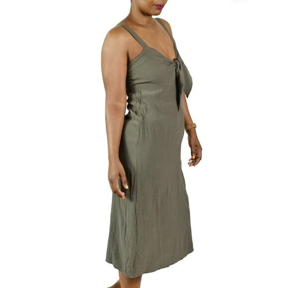 Need Supply Co Dress Green Sundress Olive Army Midi Tie Front Tank Size Medium - Picture 3 of 12